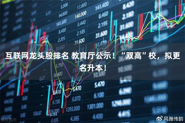 互联网龙头股排名 教育厅公示！“双高”校，拟更名升本！